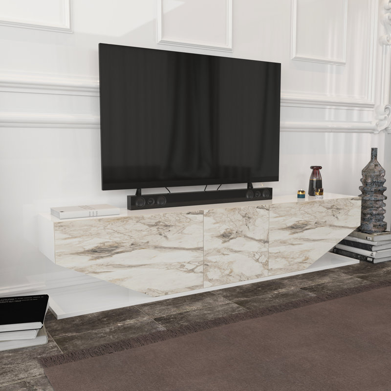 Pearl Modern TV Stand TV Unit for TVs up to 71", Ephesus/White