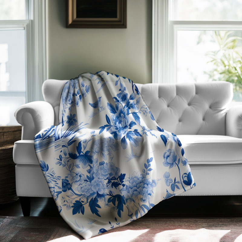 Chinoiserie Design - Couverture sherpa de qualité supérieure 1 pièce, Grand lit
