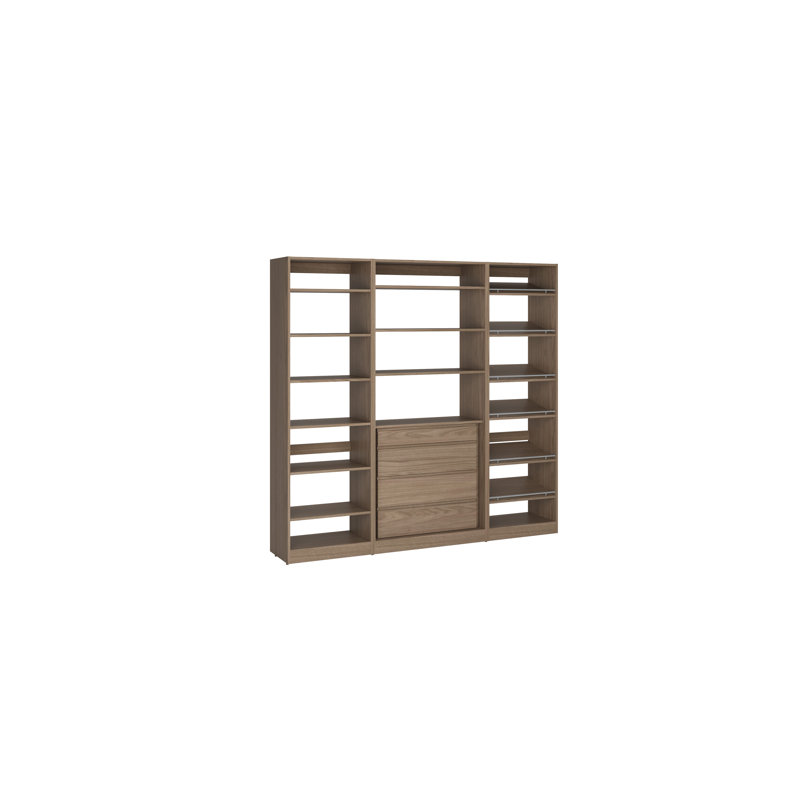 Closet System Reach-In Sets 24/36/24 Inches, 84"H x 84"W x 16"D, Brown