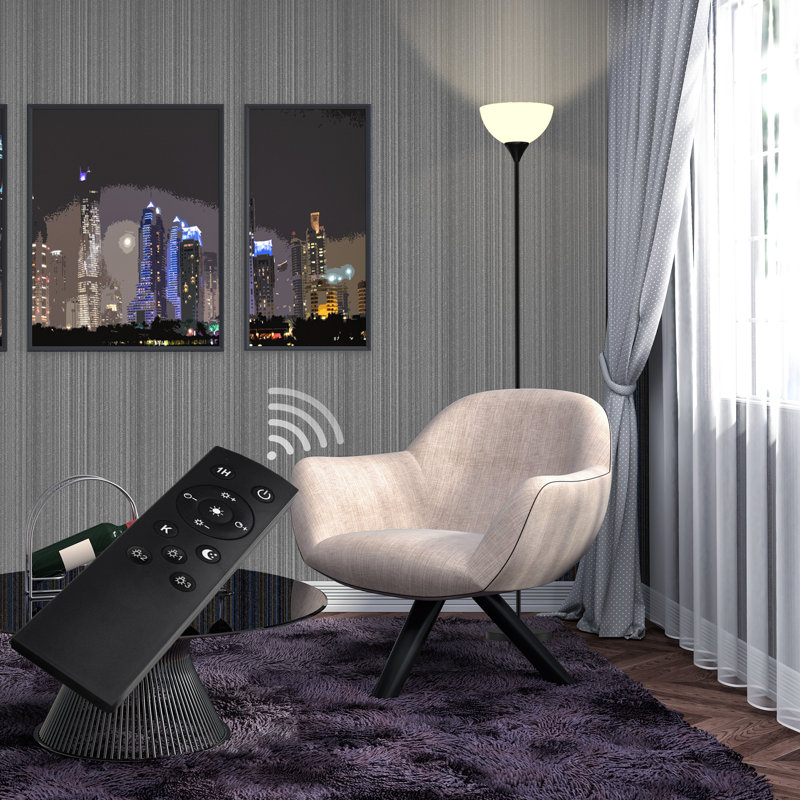 Control 70" LED Torchiere Floor Lamp with Remote and Bulb Included, Black