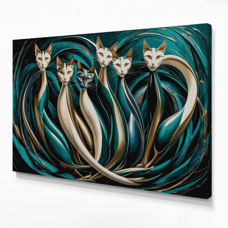«Cats Oriental Shorthair», art mural sur toile bleue, H 16 po x l 20 po