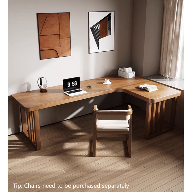 Bureau d'écriture en L en bois massif, H 29,53 po x l 55,12 po x P 31,5 po