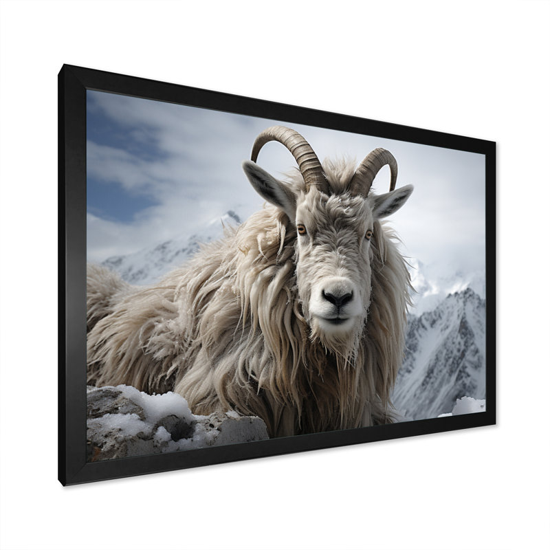Goat Mountain Guardian - Animals Canvas Wall Art, H 30 po x l 40 po x P 1,5 po, Cadre photo noir