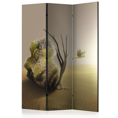 Gjurgenka 135cm W x 172cm H 3 - Panel Solid Wood Folding Room Divider