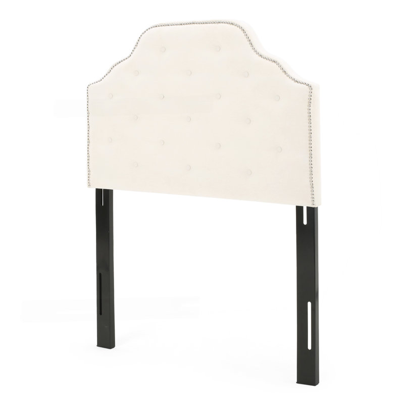 Tufted Upholstered Headboard Twin Size, Solid Wood Head Board With Durable Metal Legs, Adjustable Height Twin Headboard With Nailhead Trim,Fabric Headboard In Modern Button Tuffted Design