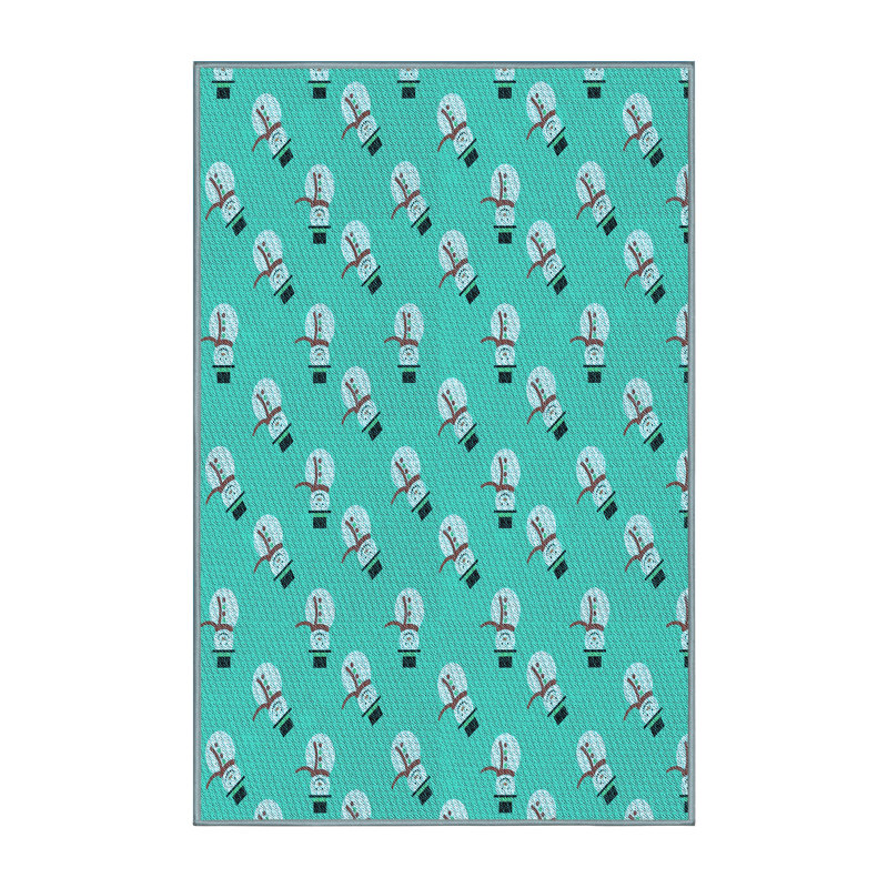 Tapis bleu clair tissé à la machine 6 pi x 9 pi
