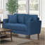 Causeuse contemporaine en tissu bleu avec coussins rembourrés et moelleux capitonnés-131260690