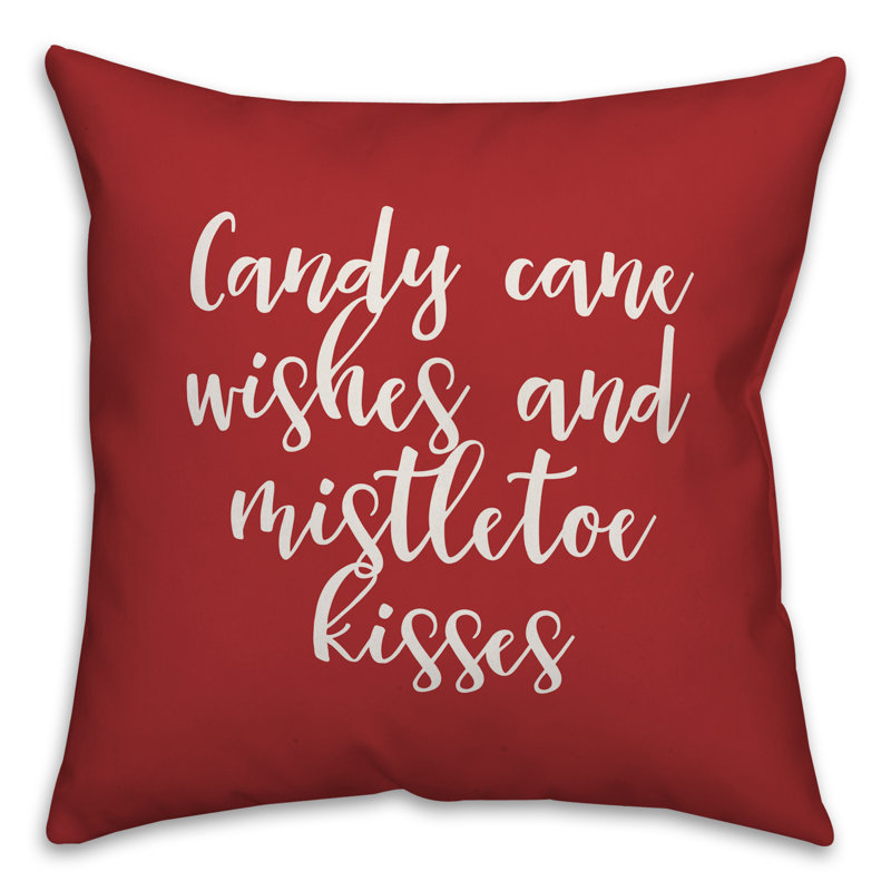  Coussin Candy Cane Kisses and Mistletoe Kisses, Rouge, Housse de coussin