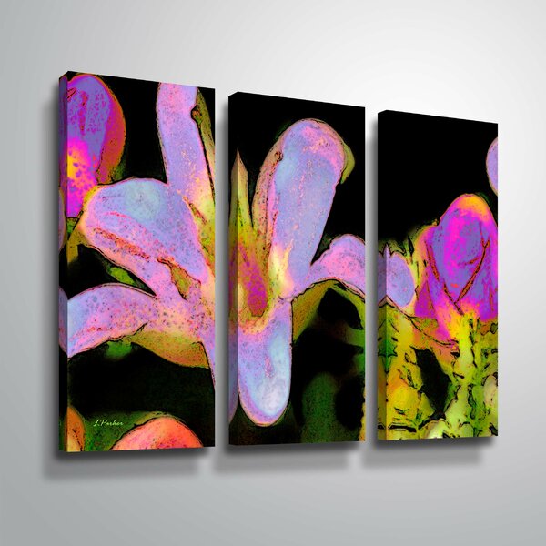 Ebern Designs Lily On Canvas 3 Pieces Print | Wayfair