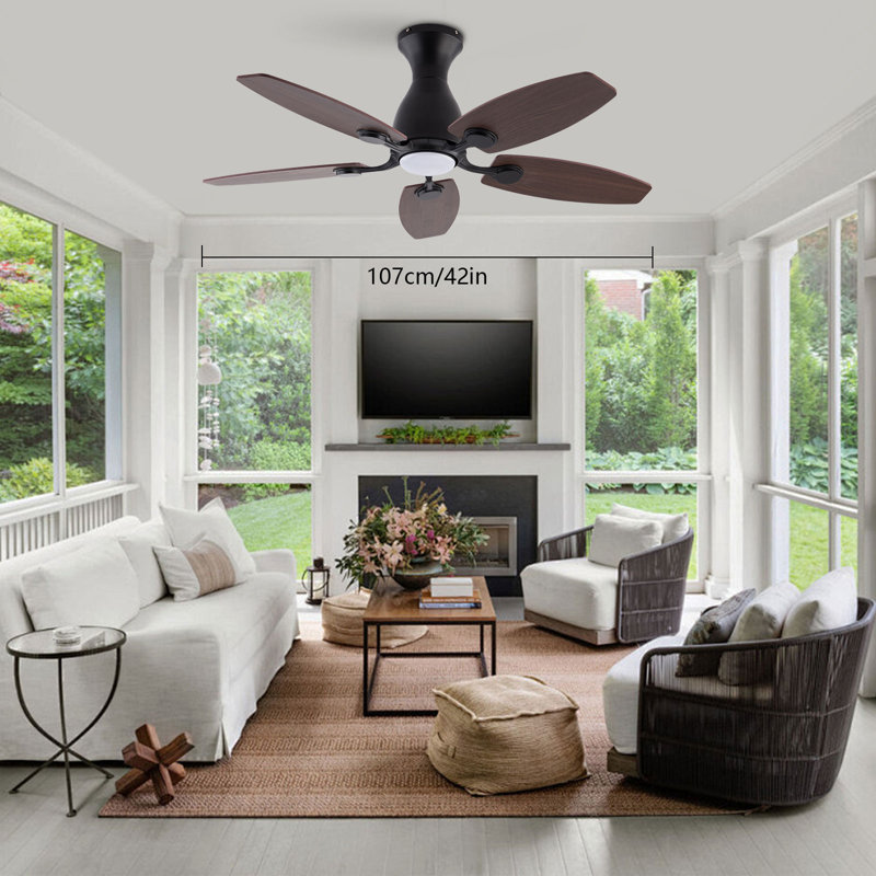42" Modern Ceiling Fans With LED Lights and Remote Control, Black