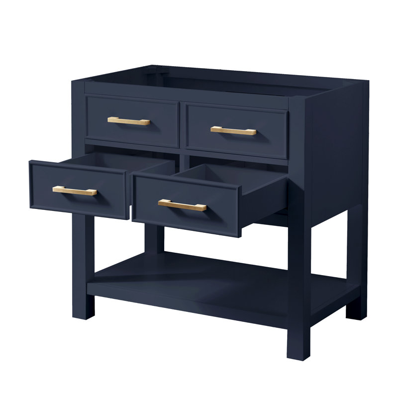 Brooks 36'' W Single Vanity, White, White Engineered Stone