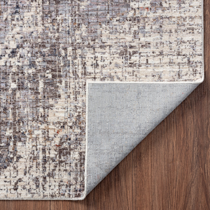 9 Abstract Area Rug in Gray/Ivory, Rectangle 9'6" x 13'