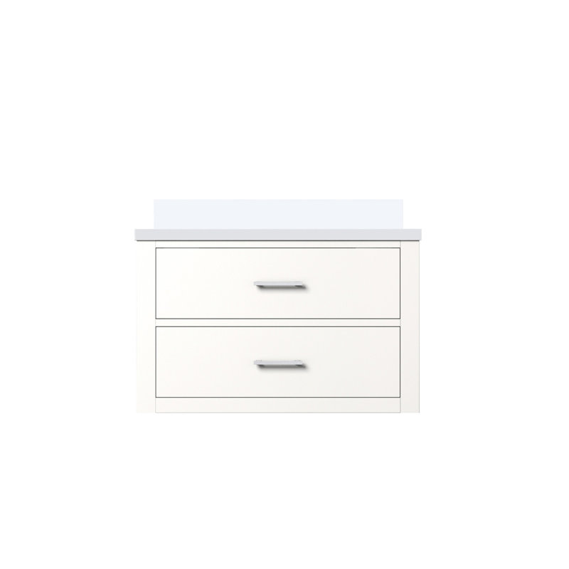 Meuble-lavabo de salle de bain 30 po x 22 po - comptoir en quartz, Blanc, 23"