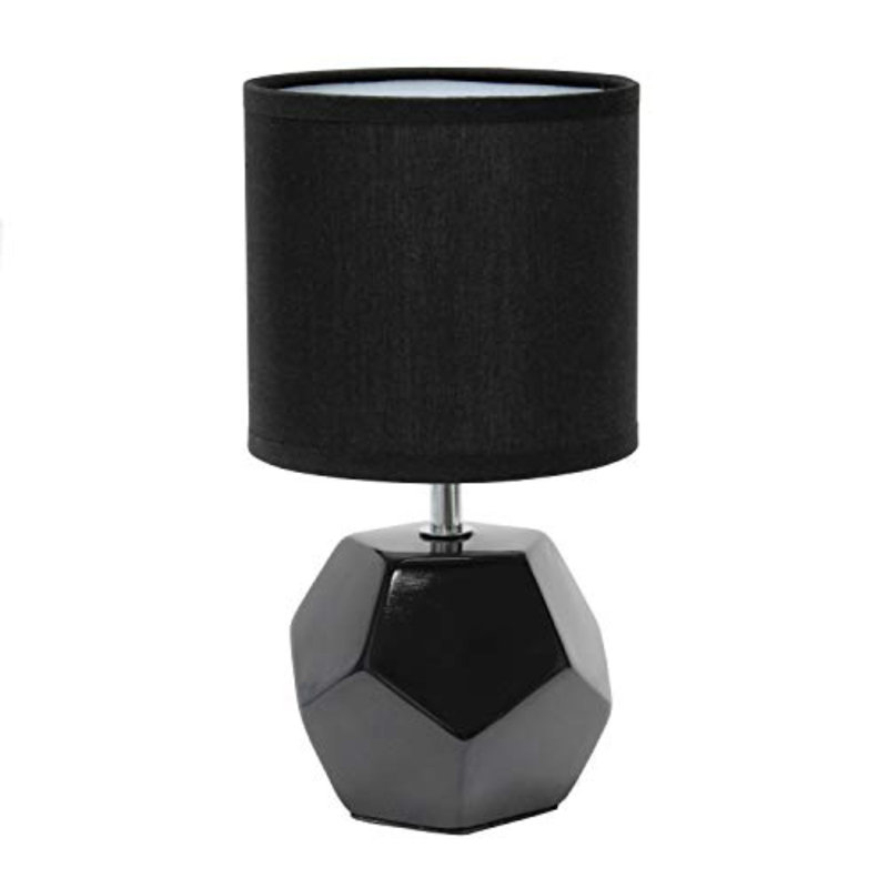 Black Geometric Ceramic Mini Table Lamp with Fabric Shade