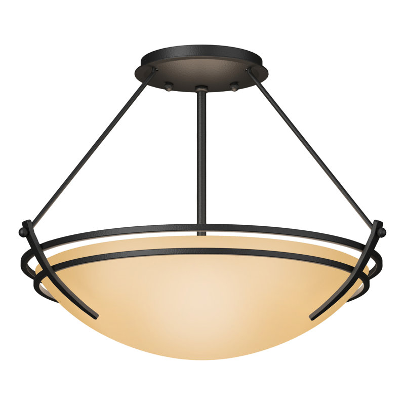 Tryne Semi Flush Mount, Black, Sand, 12.5" H x 16.4" W x 16.4" D