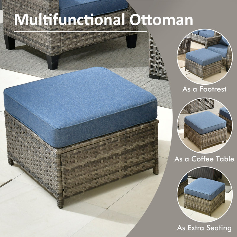 Harbin 5 - Person Patio Conversation Set with Cushions, Denim Blue