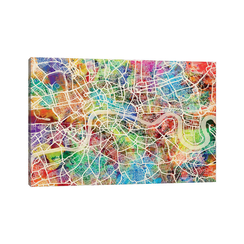 London England Street Map III by Michael Tompsett - Wrapped Canvas Gallery-Wrapped Canvas Giclée