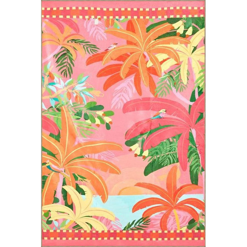 Tapis lavable à la machine rose, Rectangle 3'3" x 4'11" Rug Pad Included