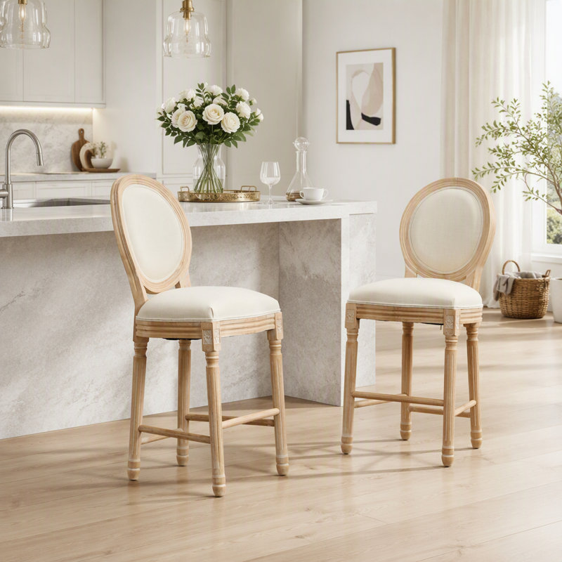 Ensemble de 2 tabourets de bar en bois massif avec tabourets en bois