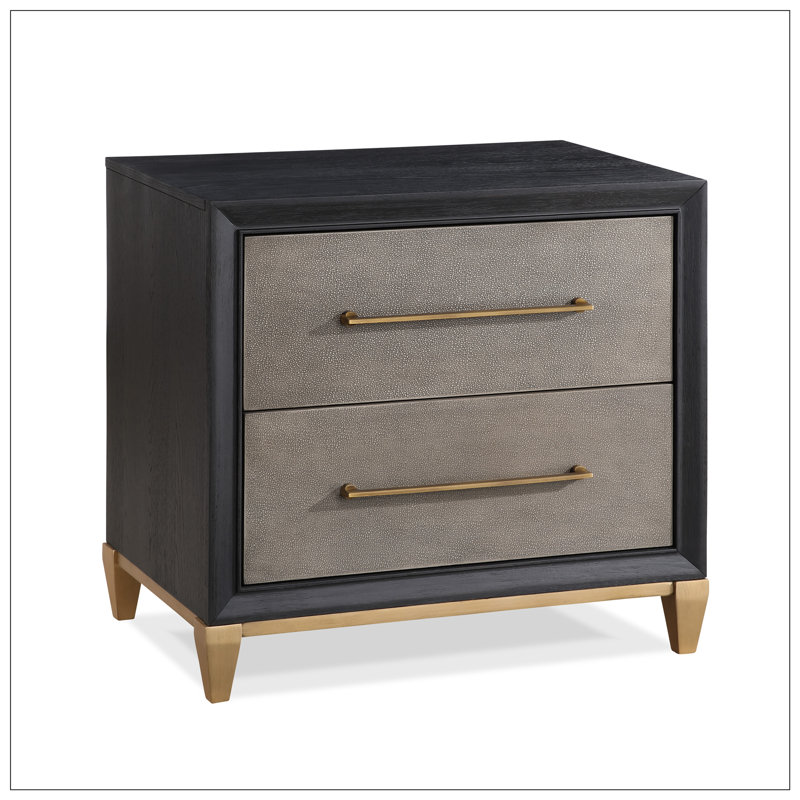 Mystic Contemporary Wood Nightstand, Silver, Silver