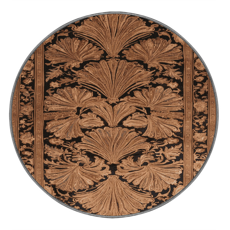 Tapis brun français lavable à la machine, Rond 5 pi