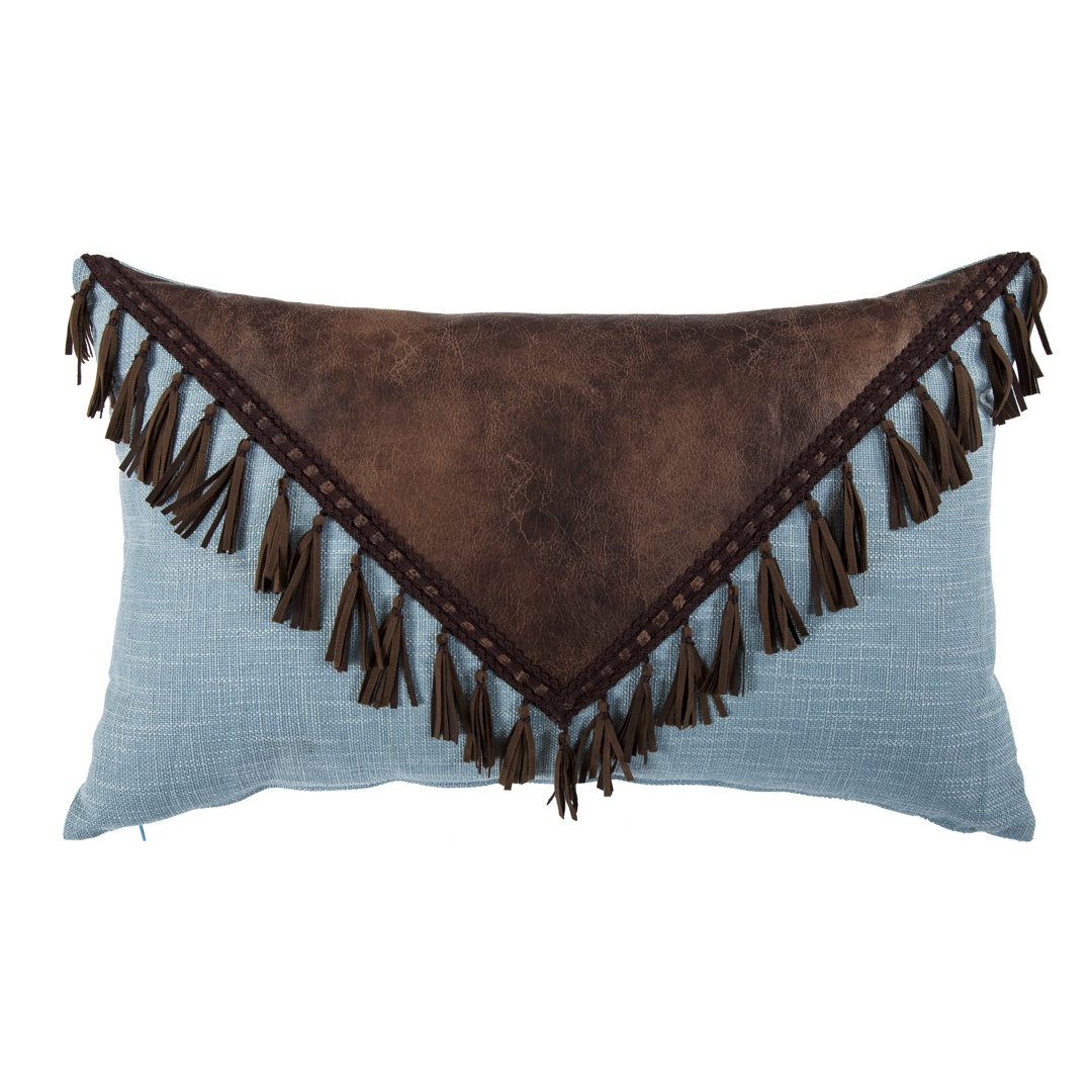 YUMA Faux Leather Lumbar Pillow Saverio Inc.