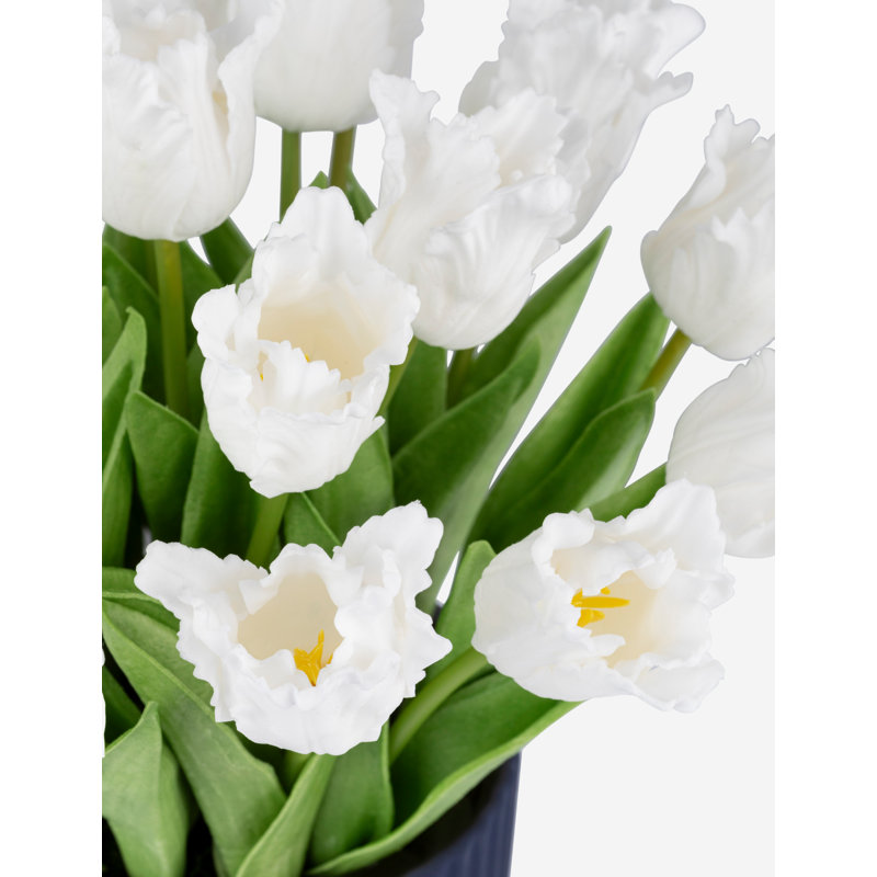Marigold Realtouch Tulip Pedestal Arrangement, White