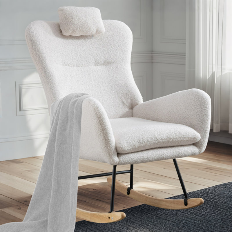 Chaise berçante avec poche, Blanc