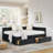 Full Size Upholstered Tufted Bed Frame with Two Drawers, Sofa Bed Frame with Comfortable Backrest and Armrests, Velvet-729862589