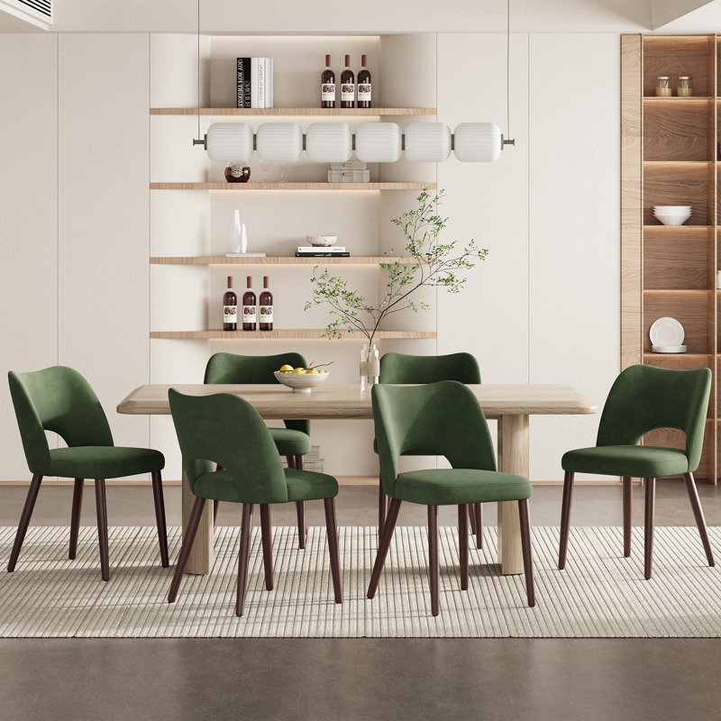 Chaise d'appoint rembourrée en velours avec pieds en bois Modern, Vert