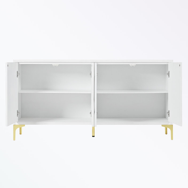 Buffet 4 portes avec pieds en métal, Blanc