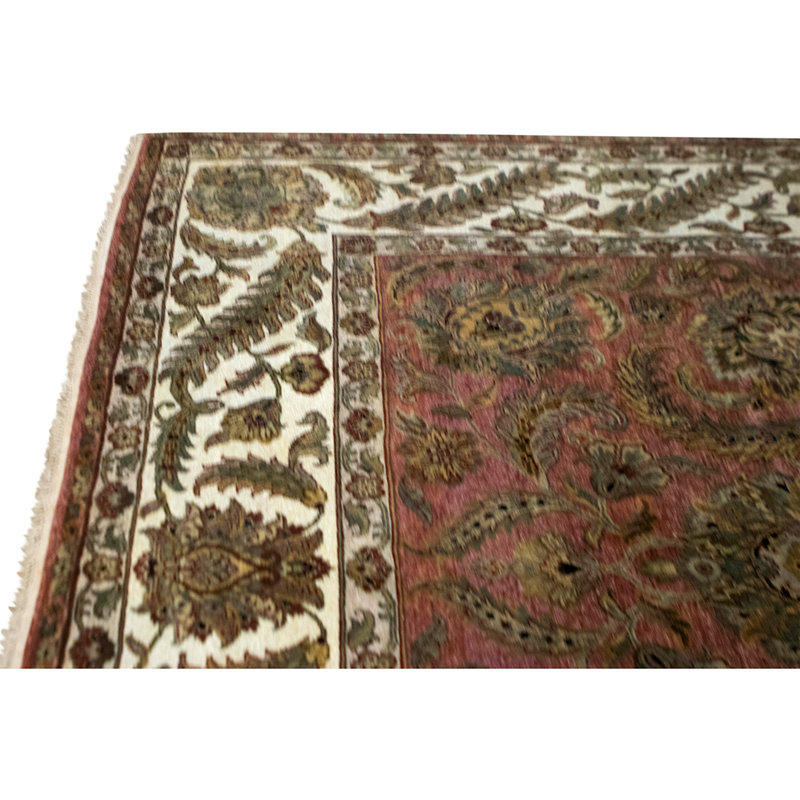 Hand Knotted Wool Oriental Area Rug in Rust And Ivory