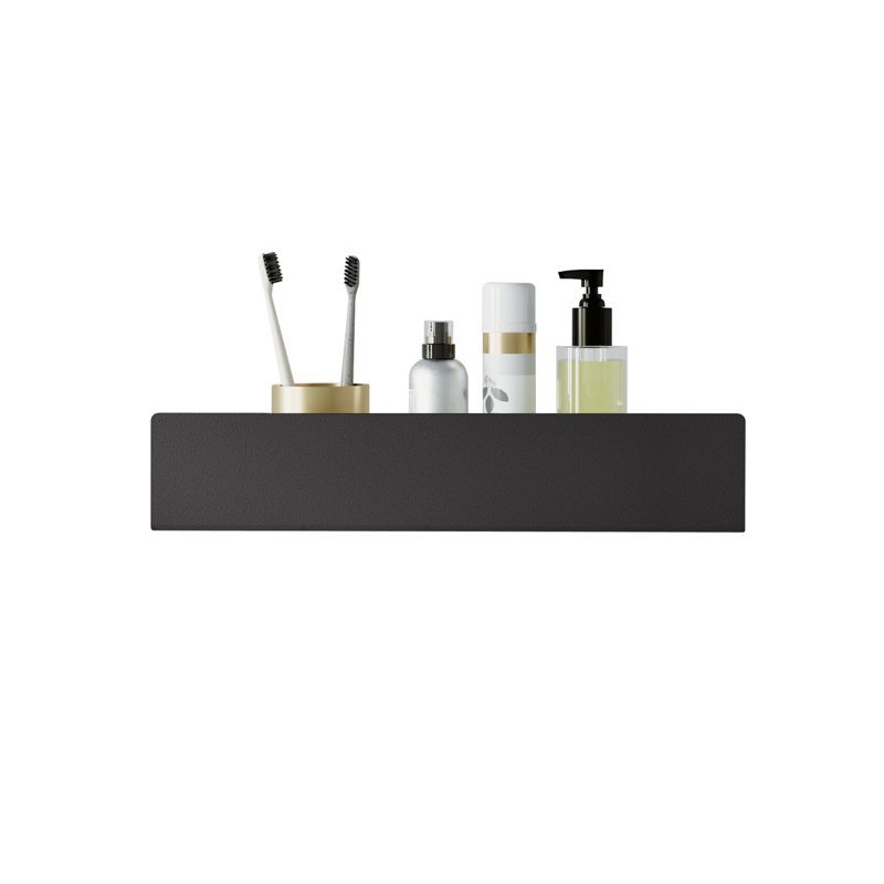 DOCIA Drill / Screw Shower Shelf, Black, 8cm H x 60cm W x 6 cm D