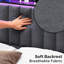 Tête de lit très grand, tête de lit tapissier réglable avec tablettes à 2 niveaux et panneau perforé avec stations de charge et lumières DEL, tête de lit moderne avec rangement en lin et gris foncé-284266790-284266784