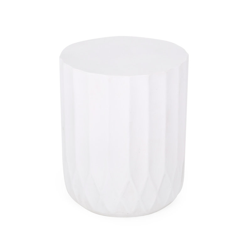 Stylish Lightweight Concrete Table, Inverted Edge, 14.9"w X 14.9"d 18.93"h, Antique White, No Assembly For Interior Accent 15" Width Depth 18.5" Height,