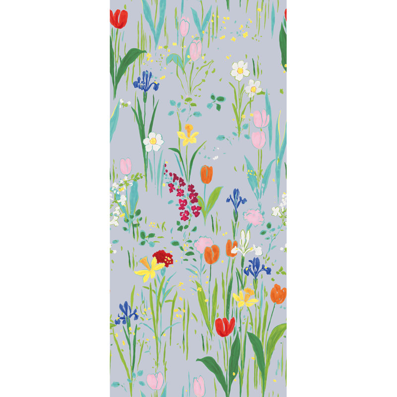 Paule Marrot Floral Wallpaper Double Roll, Periwinkle Gray