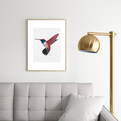 mele_artanddesign, Colibri rouge, reproduction d'art encadrée en métal