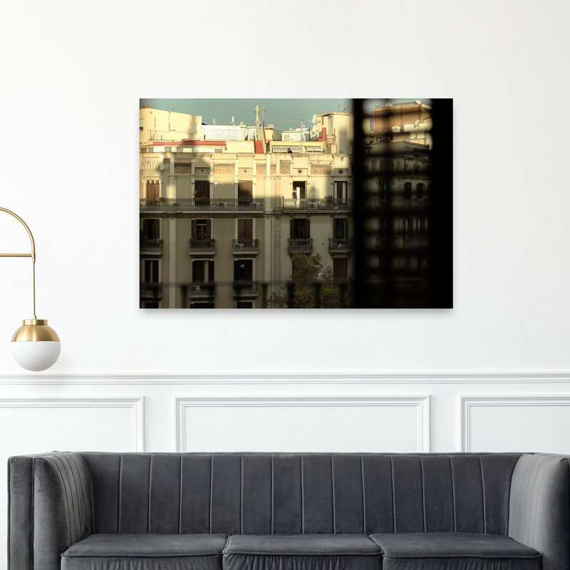 European City Balconies Classic Traditional Abstract Architecture City Wall Art Print 1 Piece Wrapped Canvas Wall Art