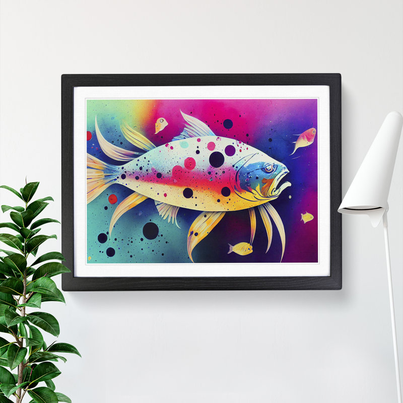 Fish Paint Splash Vol.1 Abstract - Single Picture Frame Print, Black Framed, 46cm H x 64cm W x 2cm D