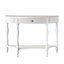 Console demi-lune en bois massif avec tiroir et tablette, table d'entrée incurvée cannelée rétro pour vestibule de salon de couloir, table de canapé à espace étroit avec pieds romains sculptés-132967105