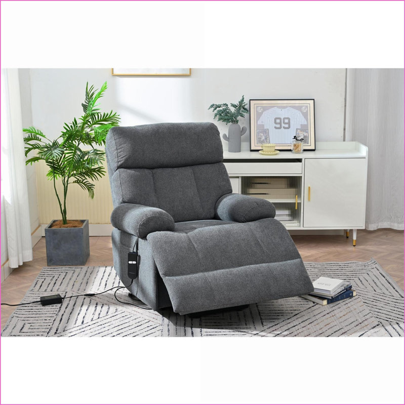 Fauteuils inclinables pour personnes âgées | Très grand fauteuil inclinable électrique en tissu avec télécommande et poche latérale | Gris foncé
