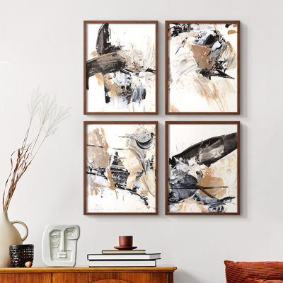 Stone Brush II Framed Print - Set of 4