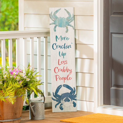 Coastal Porch Leaner Welcome Crabby 47" H