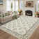 Machine Washable Area Rugs Floral Print Accent Carpet with Non-Slip Backing, Stain-Resistant Farmhouse Floor Cover, Soft Low Pile Indoor Mat for Bedroom, Kitchen, Office