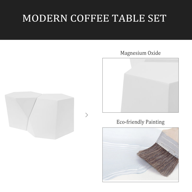 MODERN MGO COFFEE TABLE SET, White