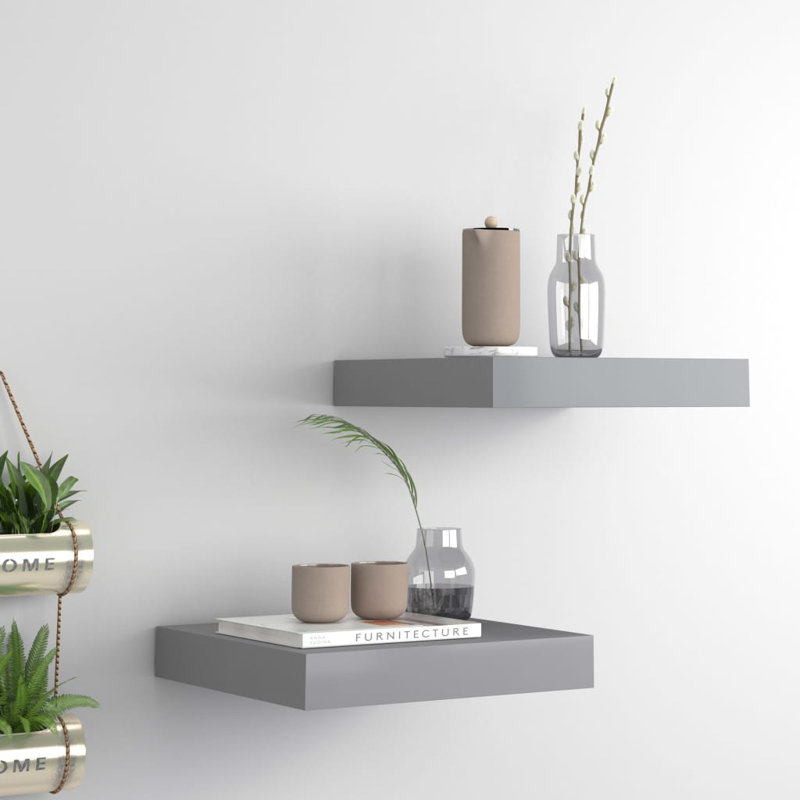 Wall Shelf Floating Shelf Wall Mounted Display Shelf for Photo Frame, 1.5" H x 9.3" W x 9.1" D, Grey
