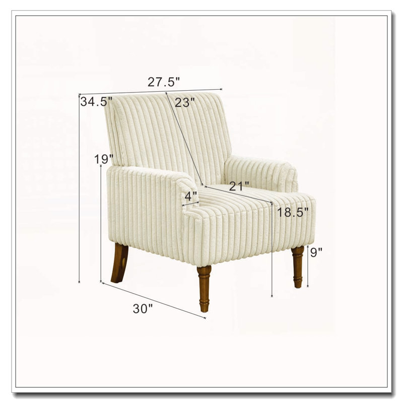 Modern Accent Corduroy Chair, Beige
