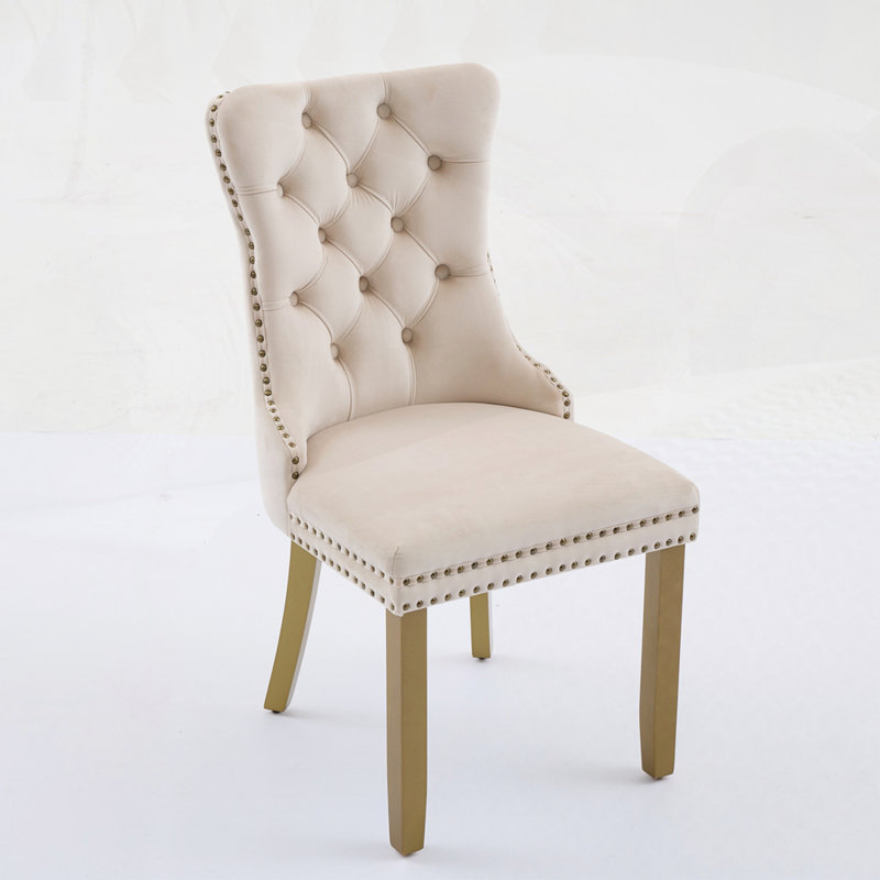 Modern Upholstered Dining Chair 2-Pcs Set, Beige