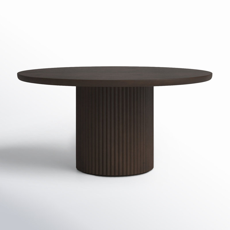 Mango Solid Wood Pedestal Dining Table, Dark Brown