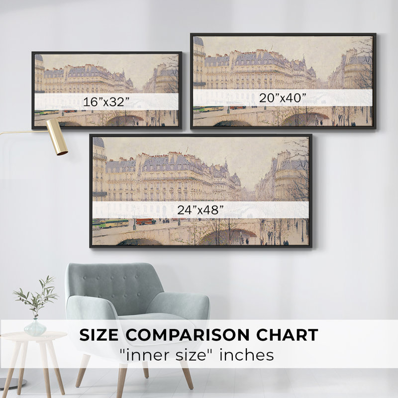 Série paysage - CXLII - Toile tendue avec châssis encadré - Prêt à être accroché, Noir, H 17 po x l 33 po